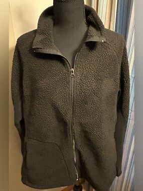 Source Unknown Black Sherpa Zip Front Jacket